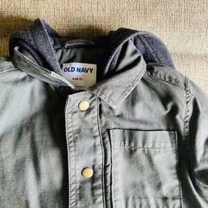 Boys charcoal utility jacket with hood